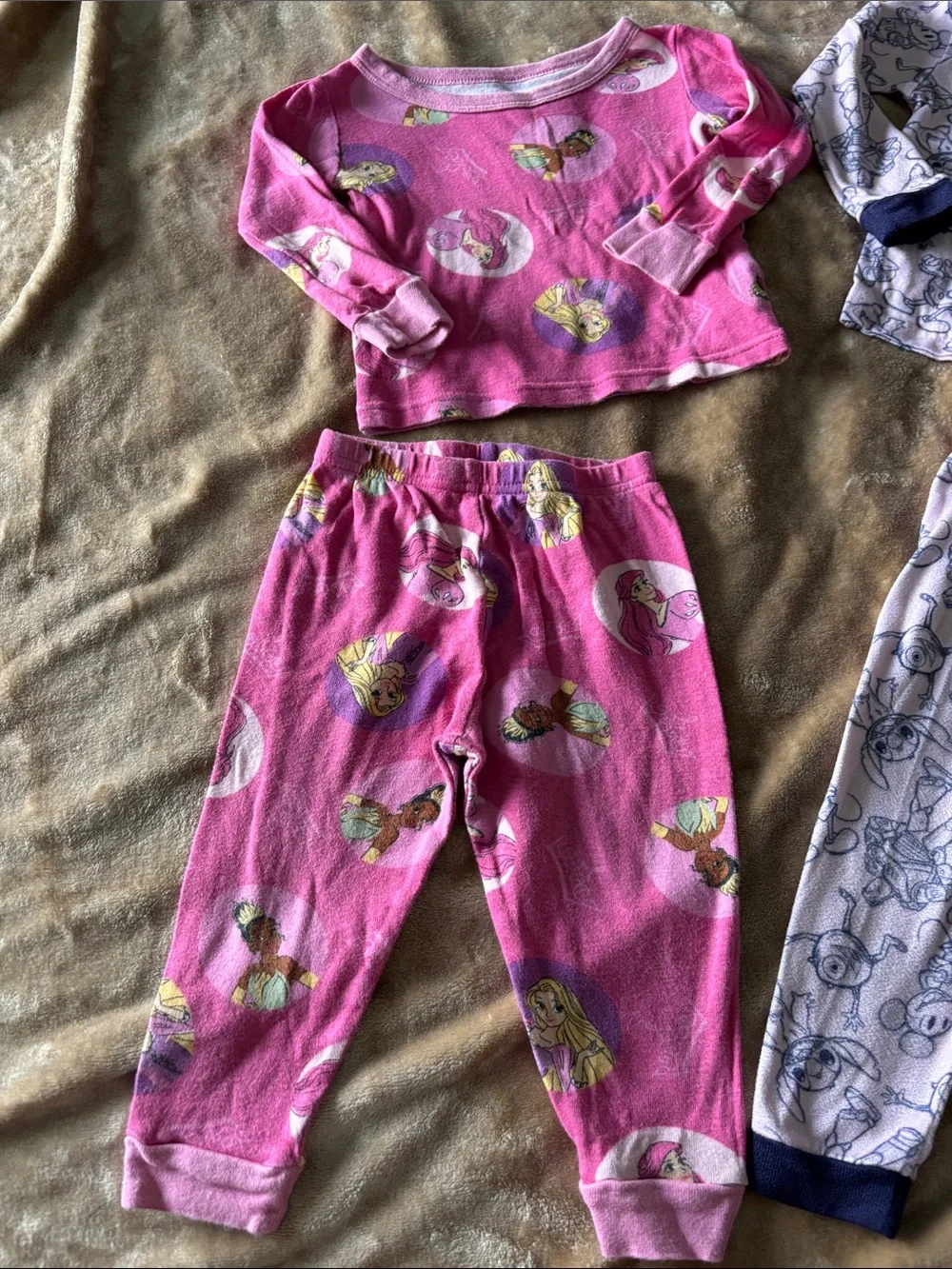Toddler Two-Piece Pajama Sets - Pink Character & Navy Trim